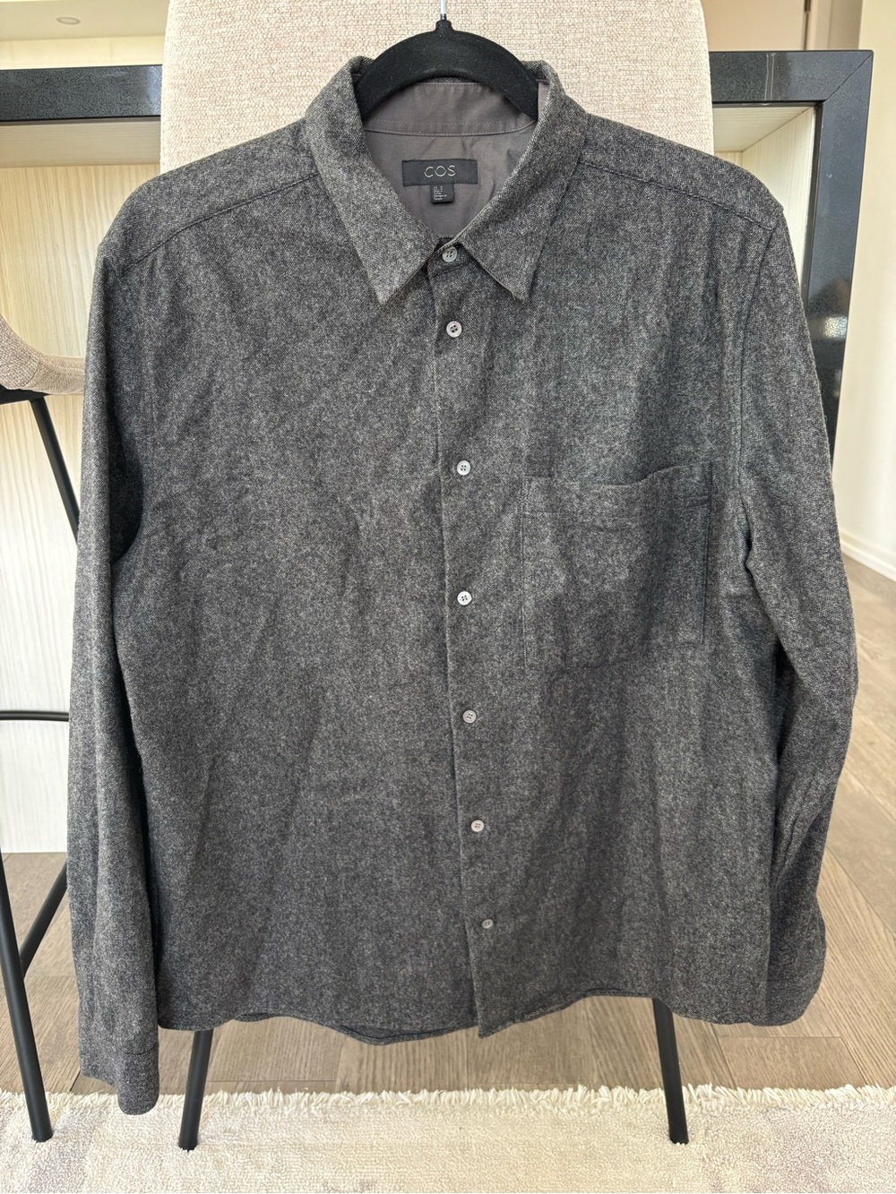 COS Men's Dark Gray Long-Sleeve Button Shirt